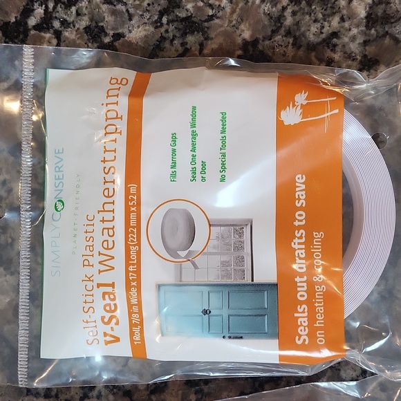 lot of 2 Self Stick Plastic V Seal Weatherstripping 1 roll 7.8" wide, 17 ft long - Picture 2 of 4